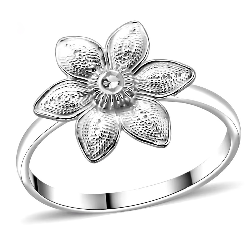 🗽New/Delicate Sterling Silver Flower Ring (2.45 g)